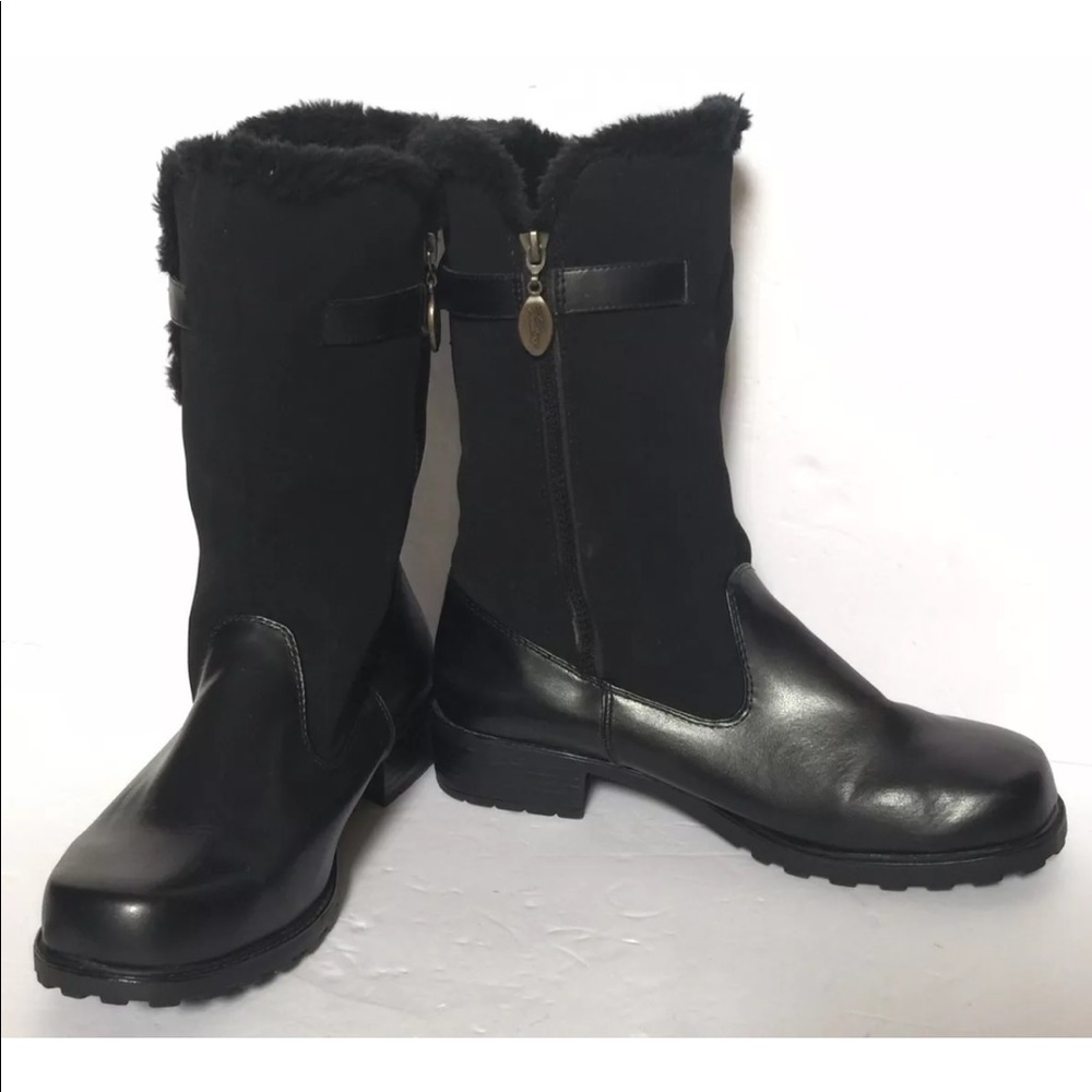Trotters Black Winter Snow Boots 9.5W Wide NEW
